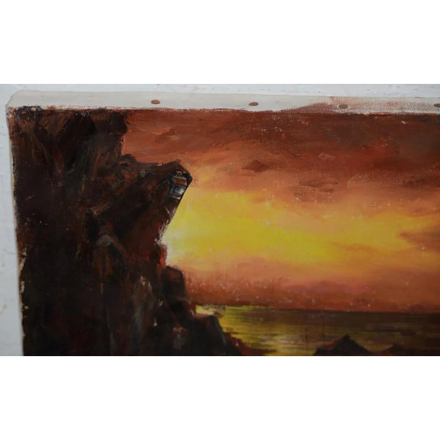 1960s Irina Roublon Belotelkin (January 1, 1913 – January 21, 2009) "Coastal Sunset" Oil Painting C.1960s For Sale - Image 5 of 8