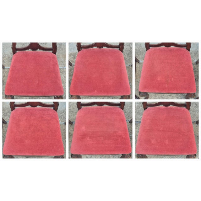 Brown Mid-20th Century Lane Rustic Floral Paint Decorated Walnut Dining Chairs, Set of 6 For Sale - Image 8 of 18