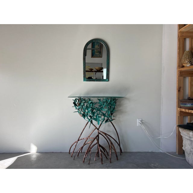 For your consideration we are presenting for sale this amazing art handcrafted sculptural mangrove demilune console table...