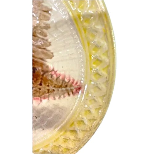 Antique Majolica Fern Leaf & Basket Weave Plate For Sale - Image 4 of 4