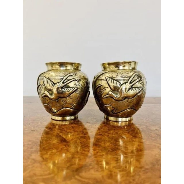Chinese Brass Vases, 1890s, Set of 2 For Sale - Image 4 of 7