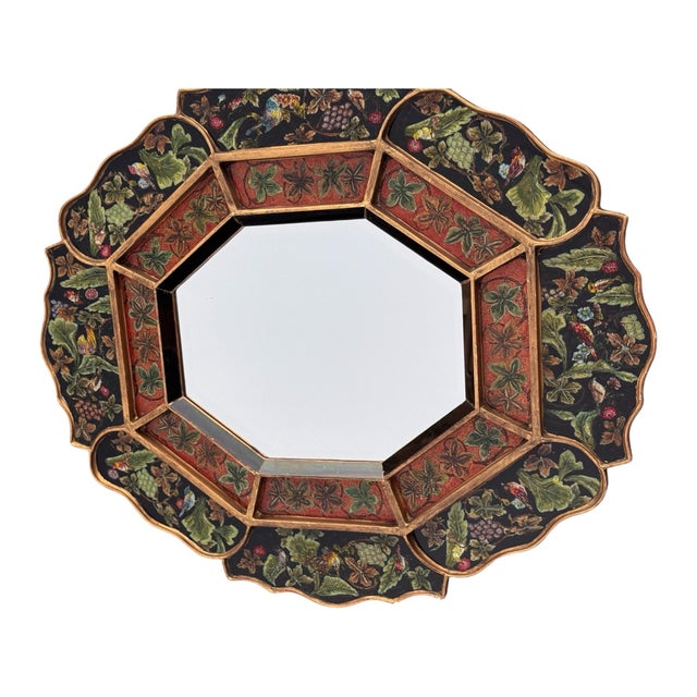Glass Robert M. Weiss Octagonal Mirror in Reverse Painted Frame For Sale - Image 7 of 11