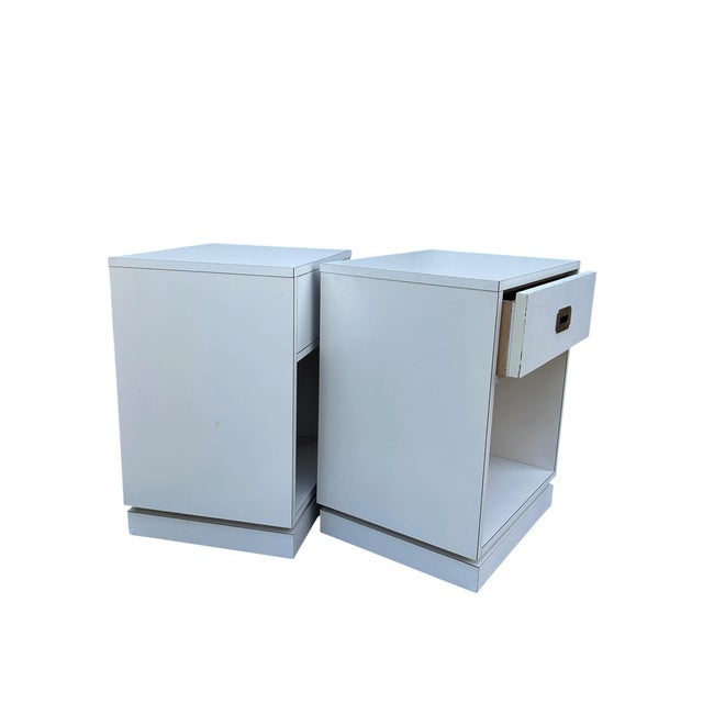 Pair of Vintage Campaign Style Bedside Tables For Sale - Image 4 of 11