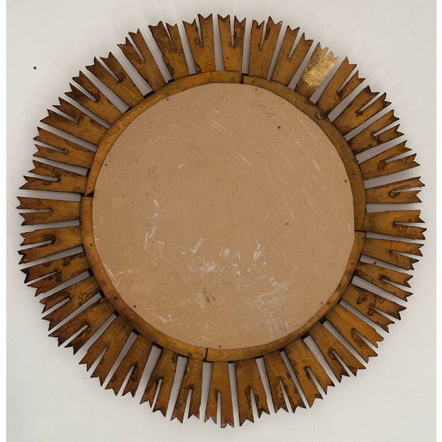 French Gilt Sunburst or Starburst Mirror (Diameter 25) For Sale - Image 9 of 9