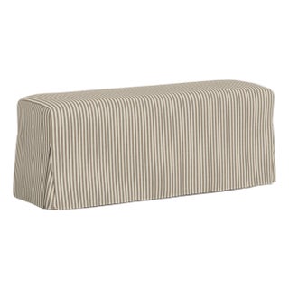Slipcover for Stoffer Home x Cloth & Company for Lindy Slipcover Dining Bench in Jane Stripe Burlap For Sale