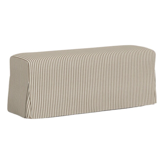Slipcover for Stoffer Home x Cloth & Company for Lindy Slipcover Dining Bench in Jane Stripe Burlap For Sale