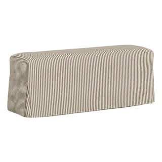 Stoffer Home x Cloth & Company Slipcover for Lindy Dining Bench in Jane Stripe Burlap For Sale