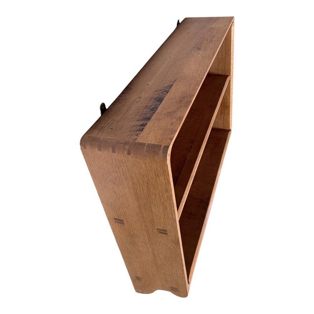 Wood Vintage Wall Shelf Curved Open Display Unit in Tiger Oak and Beech, 1970s For Sale - Image 7 of 10