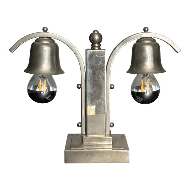 Art Deco Dutch Nickel Desk Lamp, 1930s For Sale