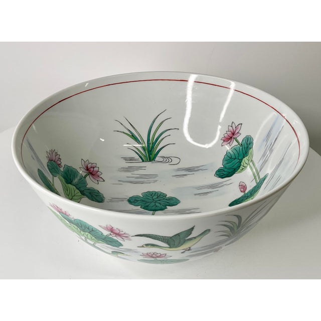 Mid 20th Century Japanese Lotus and Bird Bowl For Sale - Image 9 of 11