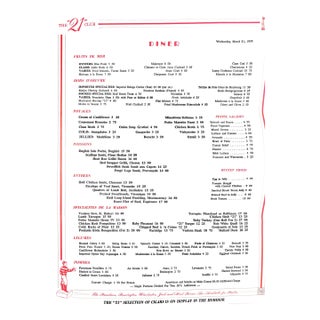 The "21" Club 1979 Menu For Sale