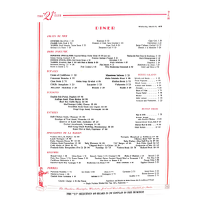 The "21" Club 1979 Menu