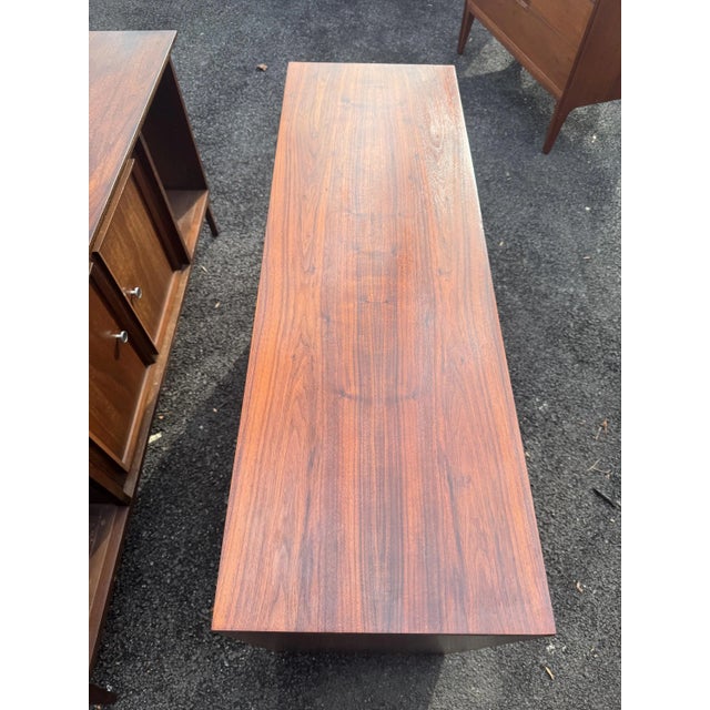 Wood Mid-Century Modern Vintage Sculptural Walnut Credenza With Decorative Doors For Sale - Image 7 of 11