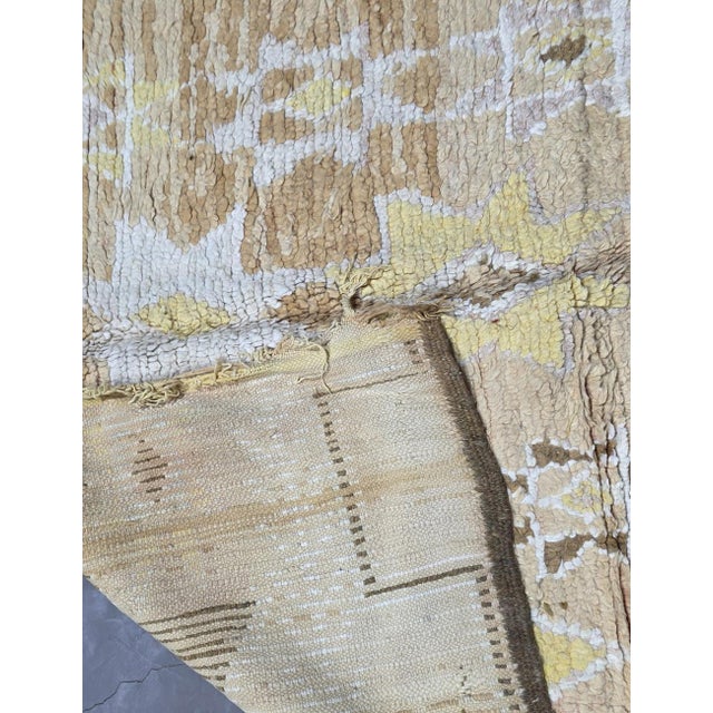 Tribal Vintage Beige and Yellow Moroccan Rug - 10.9 X 5.2 Ft For Sale - Image 3 of 6