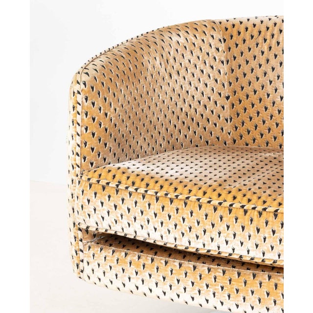 Contemporary Milo Baughman Style Upholstered Tub Chairs, Pair For Sale - Image 3 of 6