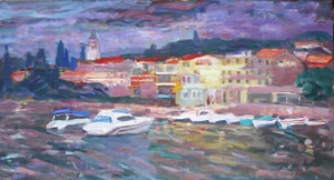 Portofino Original Painting by Murat Kaboulov
