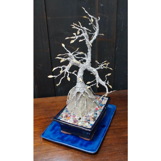 Modern Vintage Silver Solder Gemstone Bonsai Tree, 1970s For Sale - Image 3 of 11