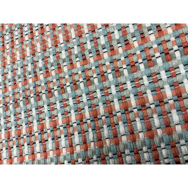 Abstract Pierre Frey Dominica F3129003 Goyave Indoor Outdoor Coral Seafoam Upholstery Fabric For Sale - Image 3 of 3