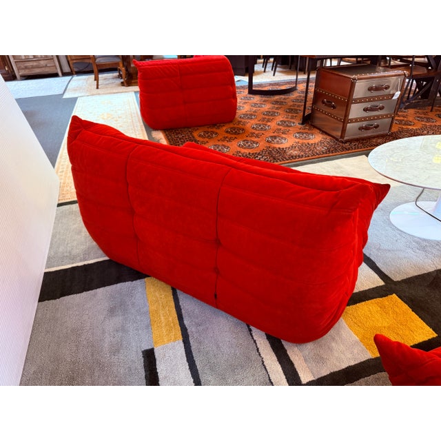 2010s Michel Ducaroy for Ligne Roset Togo Armless Loveseat, Alcantara Goya Red For Sale - Image 5 of 12