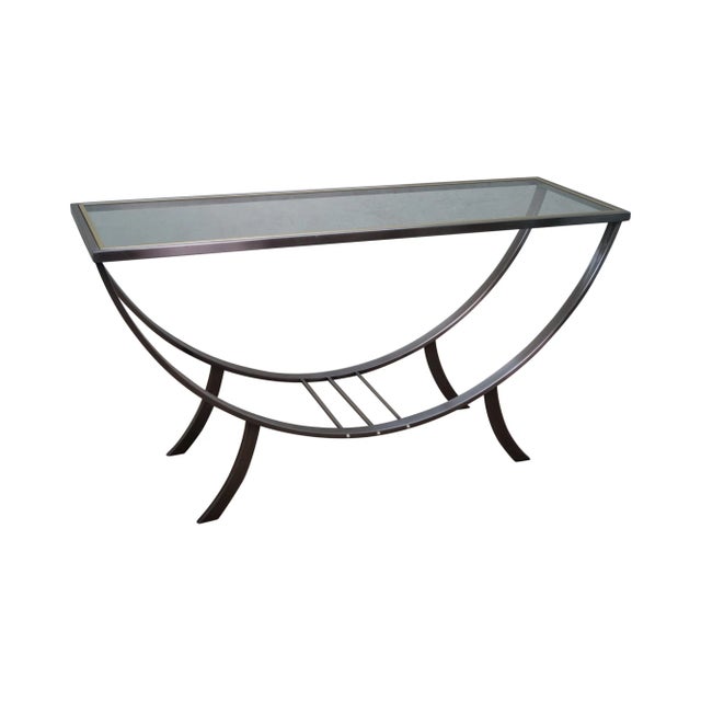 Design Institute of America Brushed Metal Console For Sale