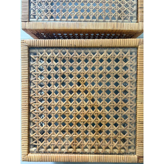 1960s Mid-Century Rattan Cube Coffee Table with Glass Top from Habitat, Britain, 1960s For Sale - Image 5 of 15