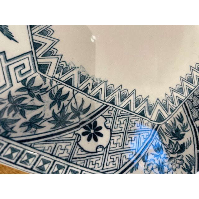 Late 19th Century “Simosa” Blue and White Transferware Platter by Powell, Bishop and Stonier England For Sale - Image 4 of 9
