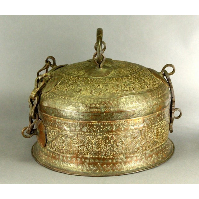 1800's India Repousse Copper Large Chapati Roti Box Container For Sale - Image 11 of 13