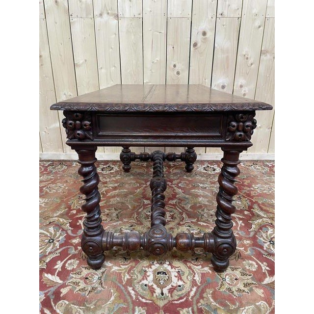 Louis XIII Style Oak Desk with Drawers For Sale - Image 4 of 7