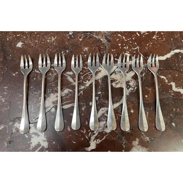 Silver-Plated Vieux Oyster Forks from Christofle, Paris, France, Set of 9 For Sale - Image 5 of 5