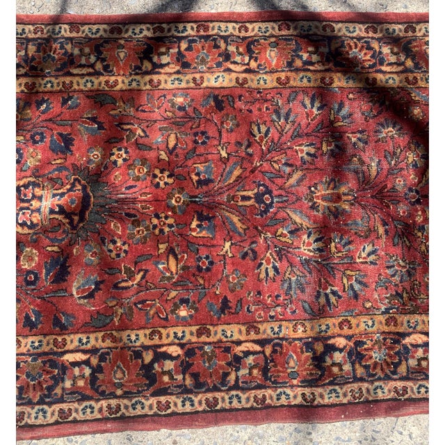 Navy Blue 1920s, Handmade Antique Persian Sarouk Prayer Rug 2.1' X 4.3' For Sale - Image 8 of 9
