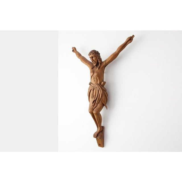 Late 19th Century Sculpted Oak Crucifix, Italy, 1800s For Sale - Image 4 of 14