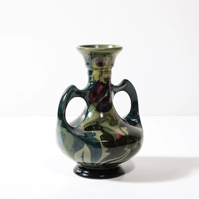 Art Nouveau Hand-Painted Ceramic Vase Signed Gouda For Sale In New York - Image 6 of 12