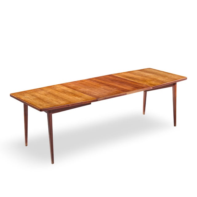 Jens Risom Mid Century Walnut Surfboard Expanding Dining Table With 2 Leaves For Sale - Image 13 of 13