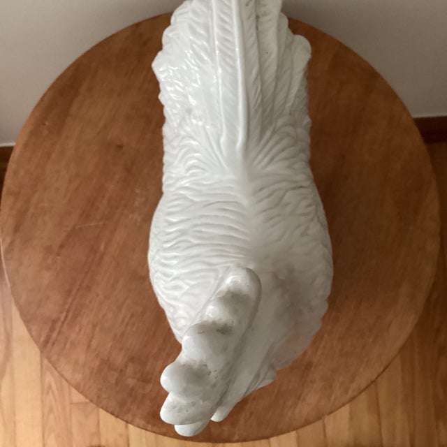 Vintage Collectible Large White Ceramic Rooster Figurine # 51/71 Signed For Sale - Image 4 of 12