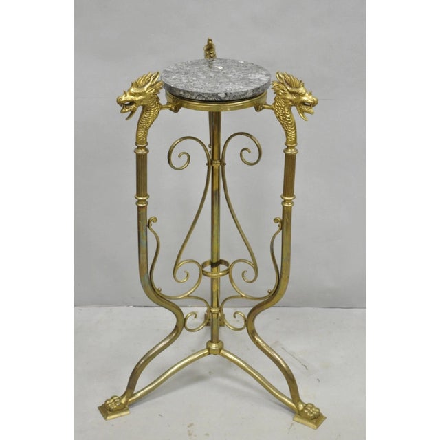 Antique Italian Renaissance Brass Figural Dragon Head Pedestal Table Plant Stand For Sale - Image 14 of 15