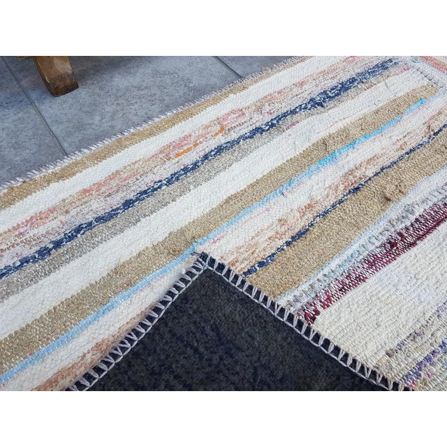 Off-white Mid 20th Century Turkish Stripe Kilim Runner For Sale - Image 8 of 9