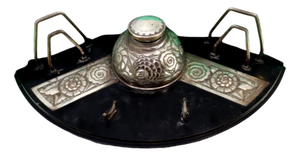 Silver Inkwell with Letter Holders and Pen