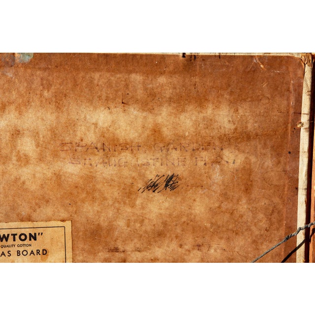 1950s Early Florida Painting "Spanish Garden" St. Augustine by Eric Stry Circa 1950 For Sale - Image 5 of 6