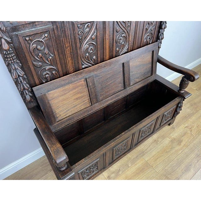 French Style Monks Bench in Oak For Sale - Image 6 of 16
