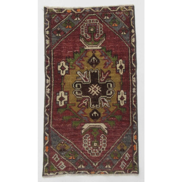Vintage Mini Turkish Rug For Sale - Image 4 of 4