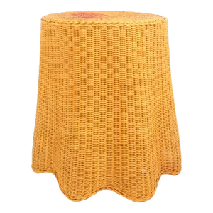 Vintage 1980s Trompe L’oeil Draped Wicker Ghost End or Side Table