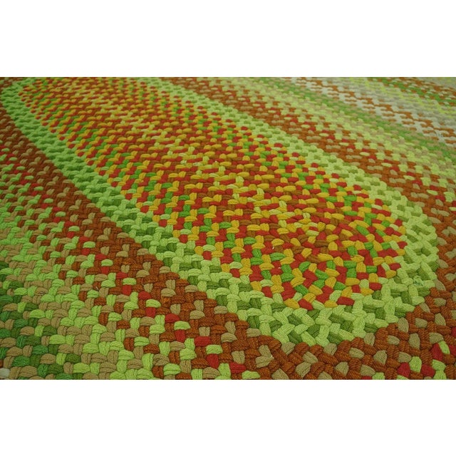 Textile 1950s Colorful Medallion Modern Vintage American Braided Rug 9' X 12' 6" Cotton Carpet For Sale - Image 7 of 12