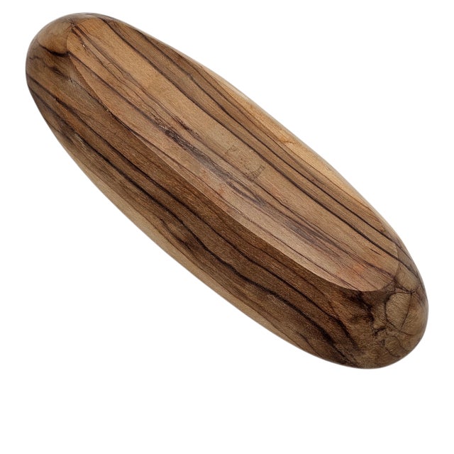 Farmhouse Vintage Olive Wood Hand-Carved Bread Bowls, Pair For Sale - Image 3 of 17