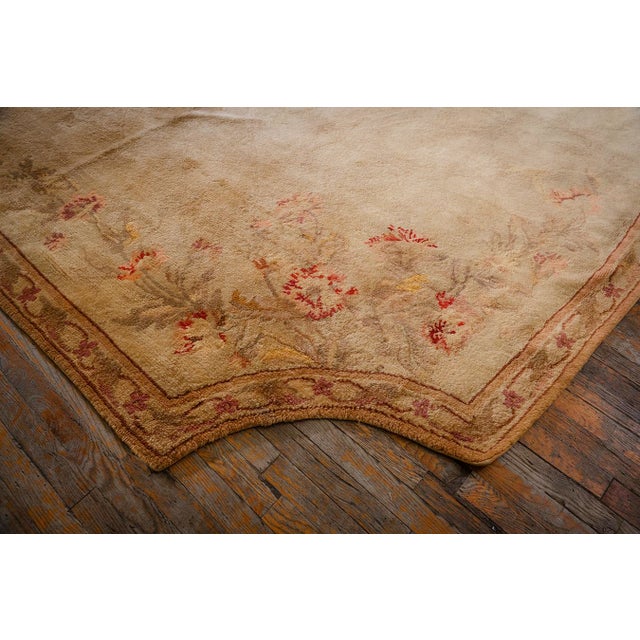 2020s 1920s Beige Cream Floral Neoclassical Knotted Antique European Savonnerie Rug For Sale - Image 5 of 8