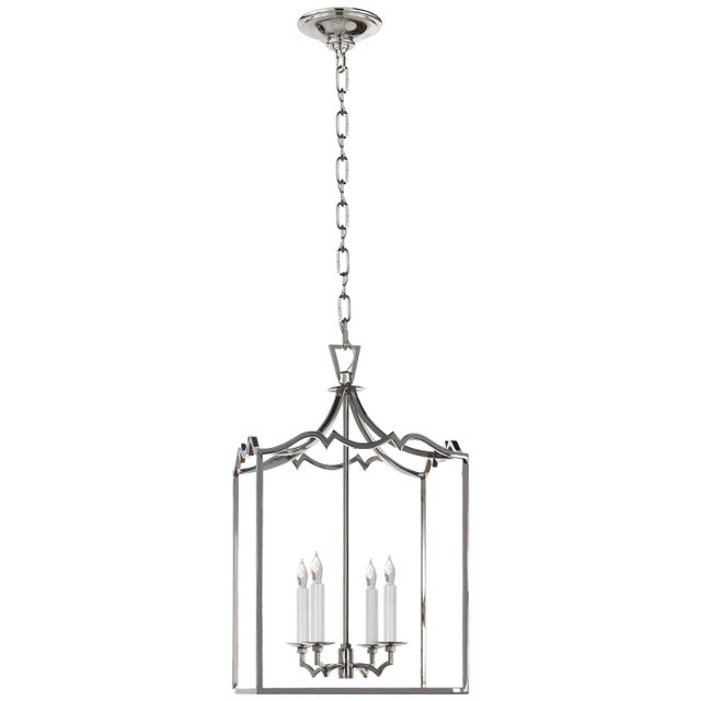 Darlana Small Fancy Lantern in Polished Nickel Designer: Chapman & Myers Canopy: 5.5" Round Mounting: Chain Shade Detail:...