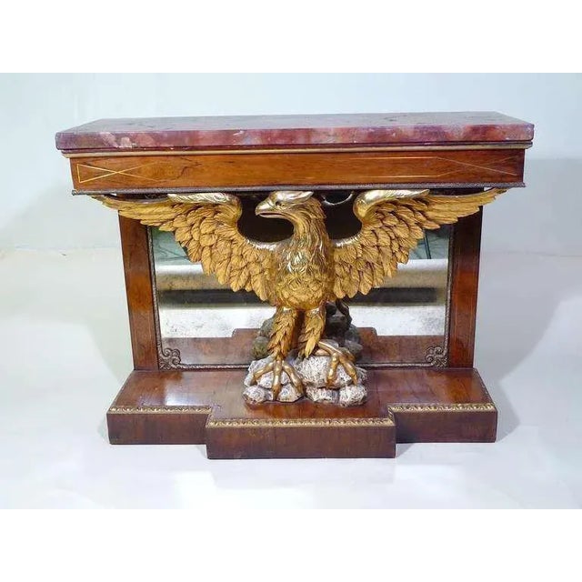 English Refined Federal Style Rosewood Eagle Console Table For Sale - Image 3 of 12