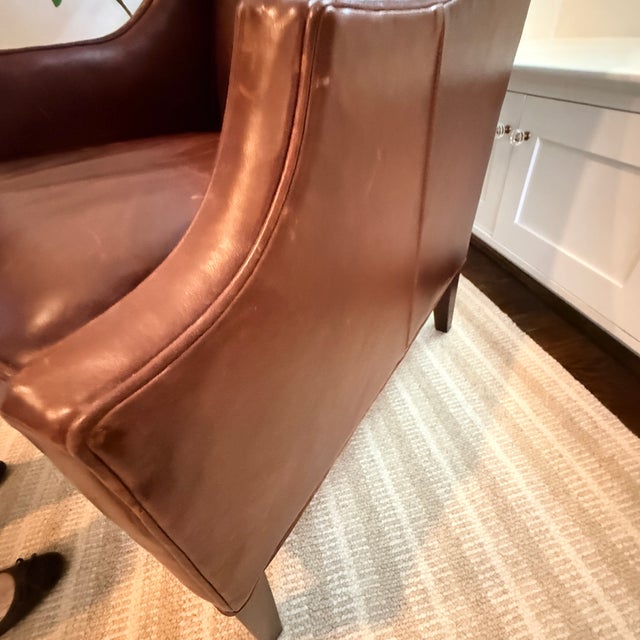 2010s Mitchell Gold + Bob Williams Leather Wingback For Sale - Image 5 of 10