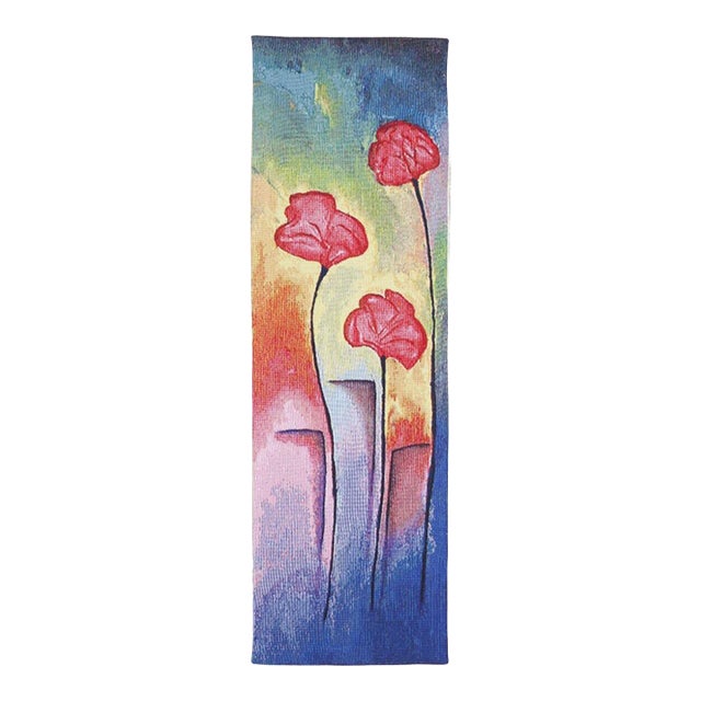 Poppies III Loom Woven Tapestry - 100 X 32 Cm (3'3" X 1'1") - Requires Rod Size 1 For Sale