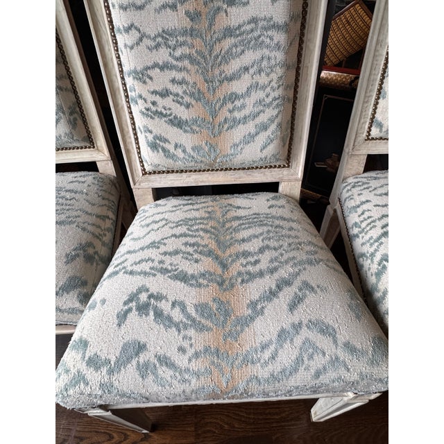 Jean Michel Frank Adolphe Chanaux 1930s Jean-Michel FrankLouis XVI Style, 4 Dining Side Chairs, Parchment, France For Sale - Image 4 of 17