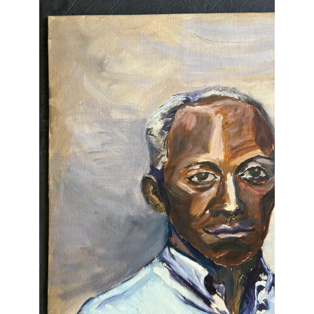 1950s Vintage Original Oil Painting Portrait of an African American Man For Sale - Image 5 of 12